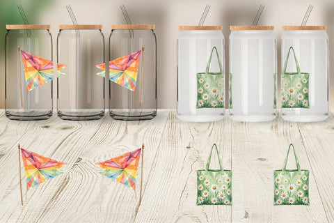 Glass Can Groovy 70s School Nostalgia Watercolor Sublimation artnoy 