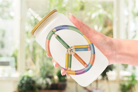 Glass Can Groovy 70s School Nostalgia Watercolor Sublimation artnoy 