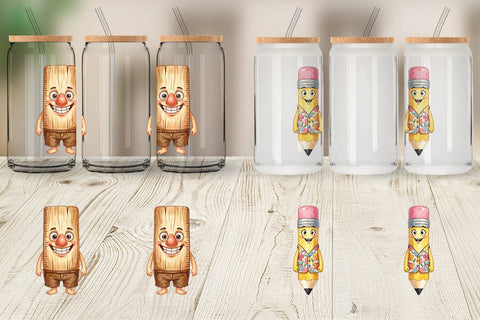 Glass Can Groovy 70s School Supply Sublimation artnoy 