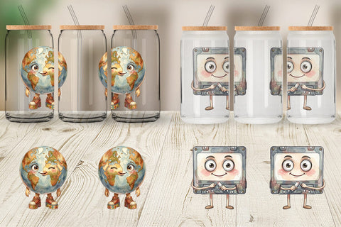 Glass Can Groovy 70s School Supply Sublimation artnoy 