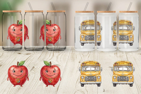 Glass Can Groovy 70s School Supply Sublimation artnoy 