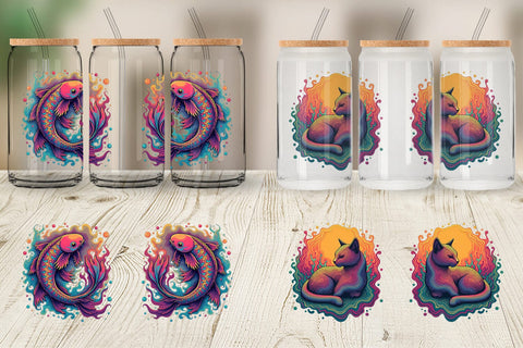 Glass Can Groovy Animal Swirls Sublimation artnoy 
