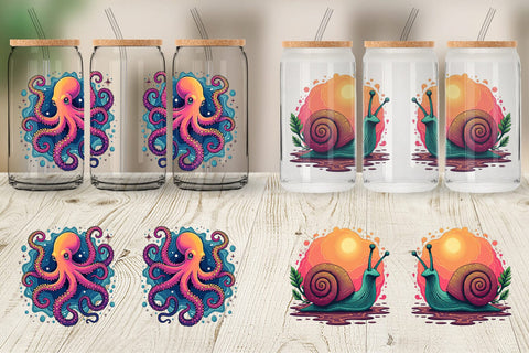 Glass Can Groovy Animal Swirls Sublimation artnoy 