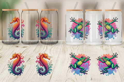 Glass Can Groovy Animal Swirls Sublimation artnoy 