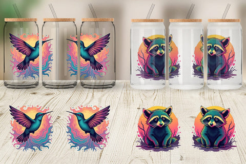 Glass Can Groovy Animal Swirls Sublimation artnoy 