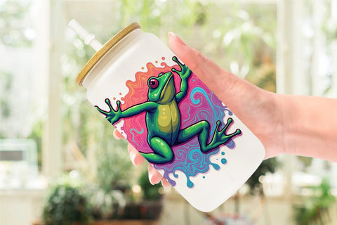 Glass Can Groovy Animal Swirls Sublimation artnoy 