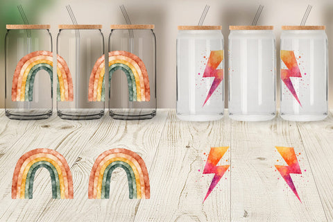 Glass Can Groovy Boho Mama Sublimation artnoy 