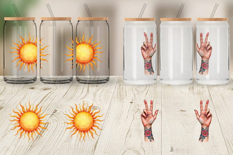 Glass Can Groovy Boho Mama Sublimation artnoy 
