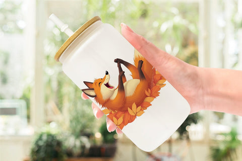 Glass Can Groovy Fall Critters Sublimation artnoy 