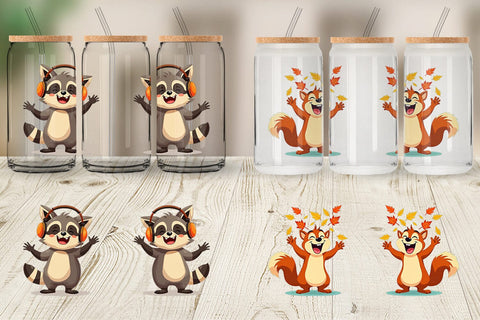 Glass Can Groovy Fall Critters Sublimation artnoy 