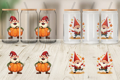 Glass Can Groovy Fall Gnomes Sublimation artnoy 