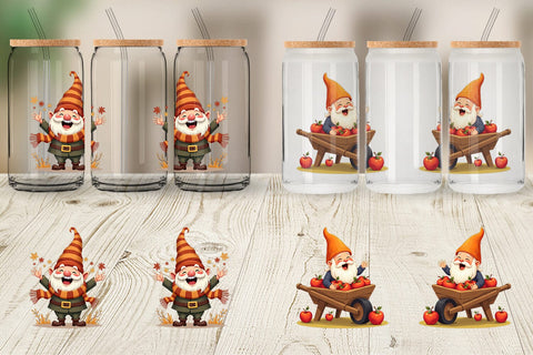 Glass Can Groovy Fall Gnomes Sublimation artnoy 