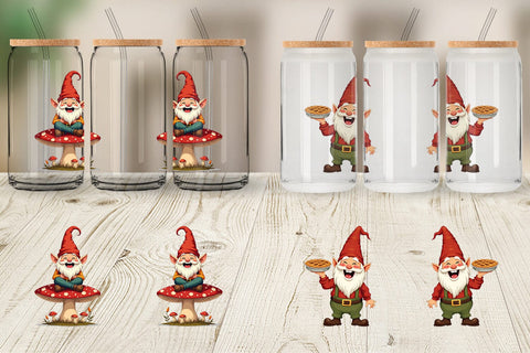Glass Can Groovy Fall Gnomes Sublimation artnoy 