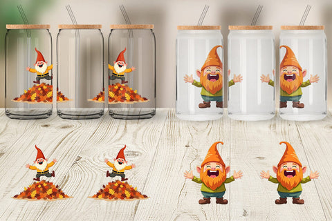 Glass Can Groovy Fall Gnomes Sublimation artnoy 
