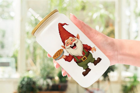 Glass Can Groovy Fall Gnomes Sublimation artnoy 