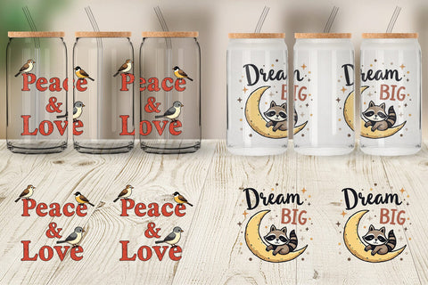 Glass Can Groovy Friends Vintage Kawaii Animal Quote Sublimation artnoy 