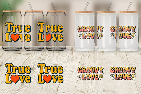 Glass Can Groovy Love Retro Valentine Quotes Sublimation artnoy 