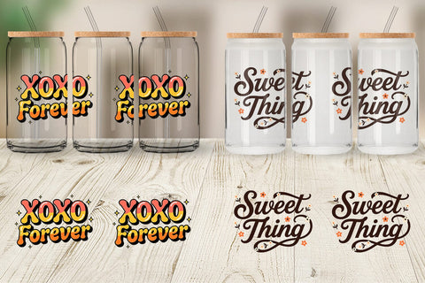 Glass Can Groovy Love Retro Valentine Quotes Sublimation artnoy 