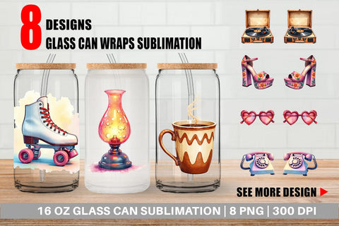 Glass Can Groovy Retro Mom Sublimation artnoy 