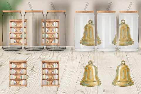 Glass Can Groovy Retro School Day Watercolor Sublimation artnoy 