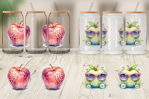 Glass Can Groovy Teacher Apple Sublimation artnoy 