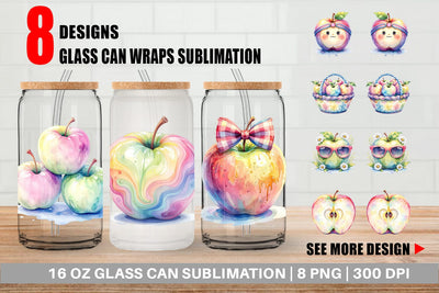 Glass Can Groovy Teacher Apple Sublimation artnoy 