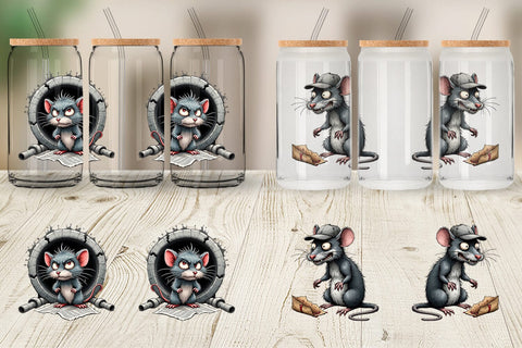 Glass Can Grumpy Alley Rats Sublimation artnoy 