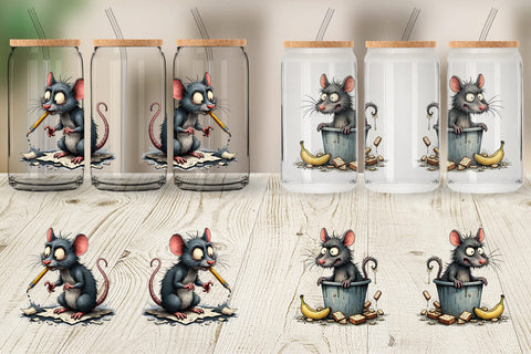 Glass Can Grumpy Alley Rats Sublimation artnoy 