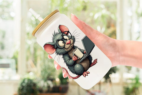 Glass Can Grumpy Animal Morning Sublimation artnoy 