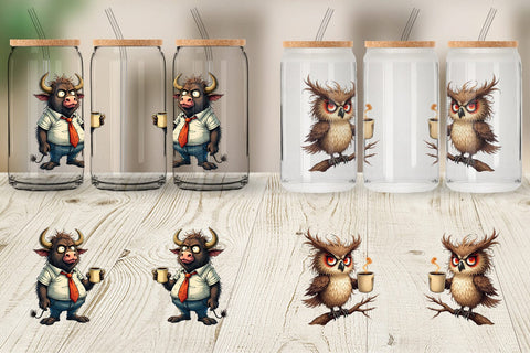 Glass Can Grumpy Animal Morning Sublimation artnoy 