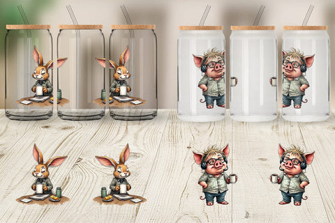 Glass Can Grumpy Animal Morning Sublimation artnoy 