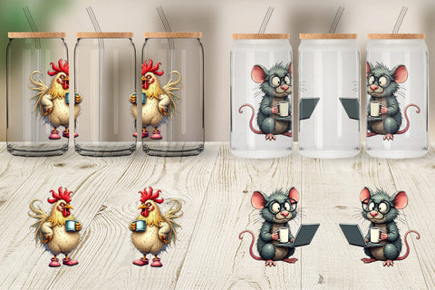 Glass Can Grumpy Animal Morning Sublimation artnoy 