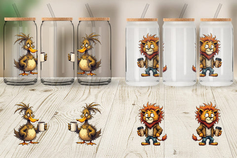 Glass Can Grumpy Animal Morning Sublimation artnoy 