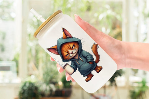 Glass Can Grumpy Animal Mornings Sublimation artnoy 