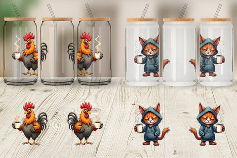 Glass Can Grumpy Animal Mornings Sublimation artnoy 