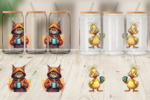 Glass Can Grumpy Animal Mornings Sublimation artnoy 