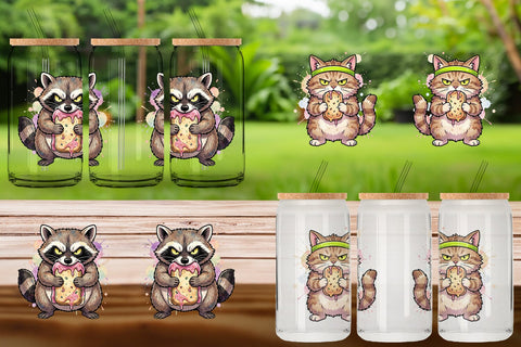 Glass Can Grumpy Anti Diet Animal Watercolor Sublimation artnoy 