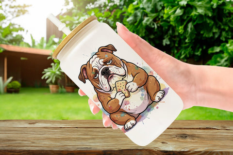 Glass Can Grumpy Anti Diet Animal Watercolor Sublimation artnoy 