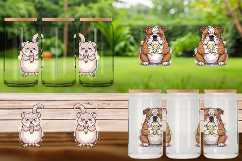 Glass Can Grumpy Anti Diet Animal Watercolor Sublimation artnoy 