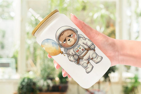 Glass Can Grumpy Astronaut Pets Sublimation artnoy 