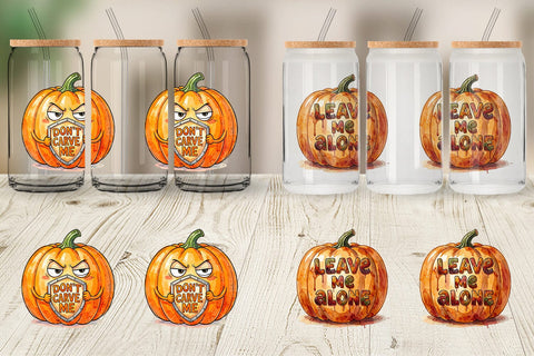 Glass Can Grumpy Autumn Pumpkin Quote Sublimation artnoy 