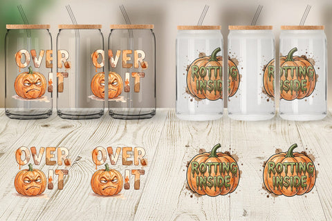 Glass Can Grumpy Autumn Pumpkin Quote Sublimation artnoy 