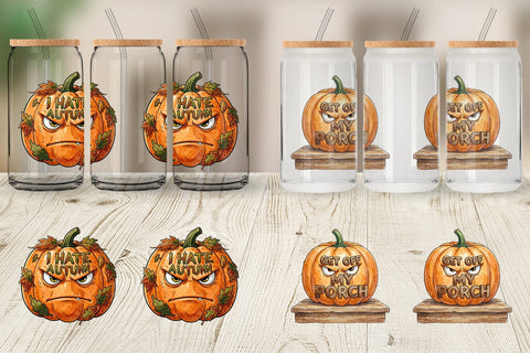 Glass Can Grumpy Autumn Pumpkin Quote Sublimation artnoy 