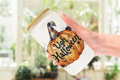 Glass Can Grumpy Autumn Pumpkin Quote Sublimation artnoy 