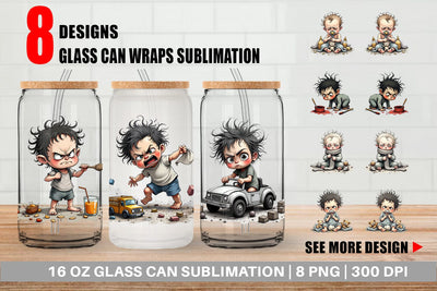 Glass Can Grumpy Baby Sublimation artnoy 