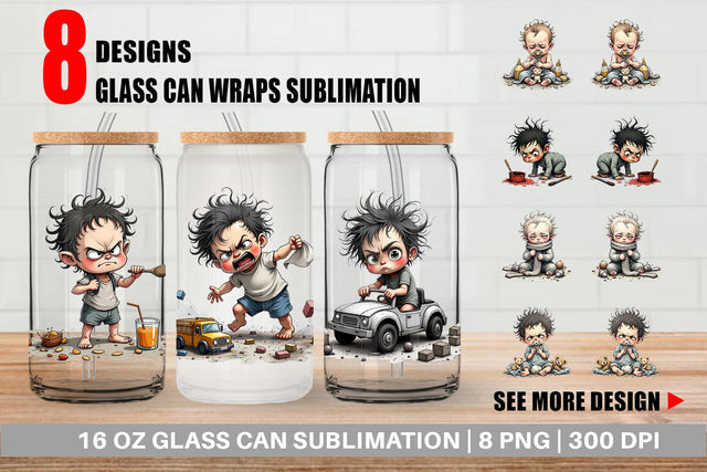 Glass Can Grumpy Baby Sublimation artnoy 