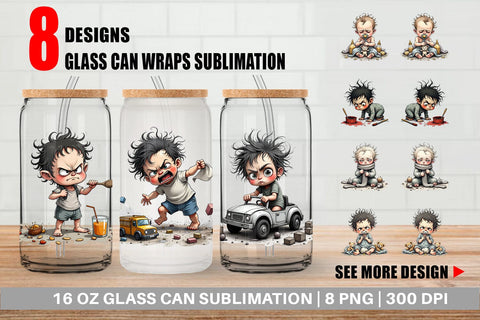 Glass Can Grumpy Baby Sublimation artnoy 