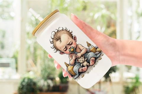 Glass Can Grumpy Baby Sublimation artnoy 