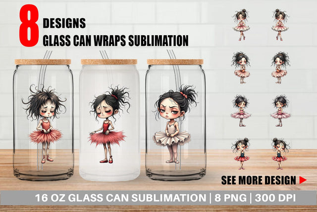 Glass Can Grumpy Ballerina Chaos Sublimation artnoy 