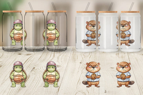 Glass Can Grumpy Baseball Outfielder Watercolor Sublimation artnoy 